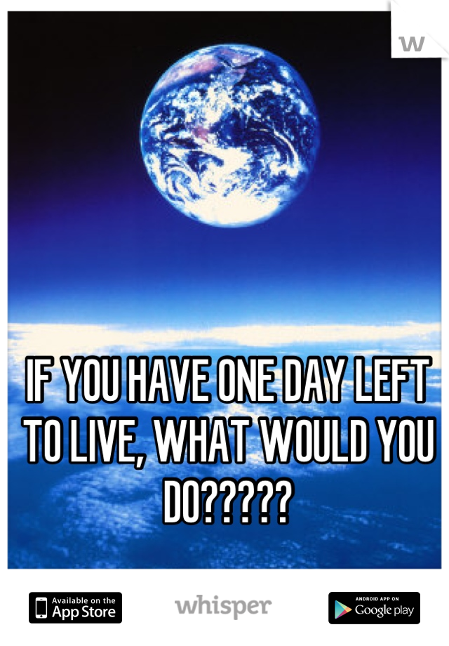 IF YOU HAVE ONE DAY LEFT TO LIVE, WHAT WOULD YOU DO?????