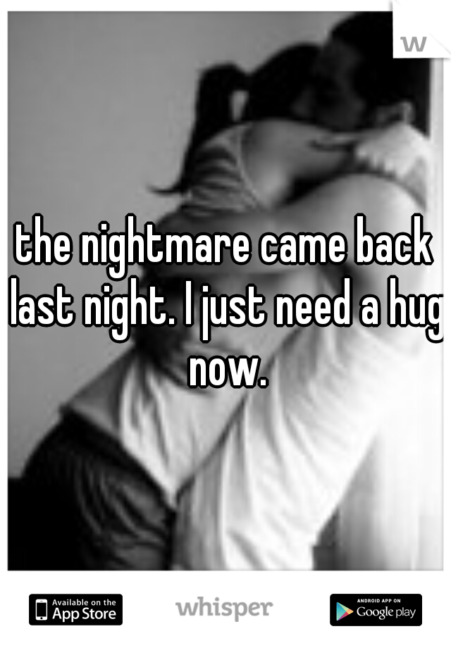 the nightmare came back last night. I just need a hug now.