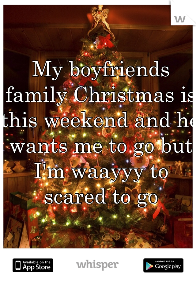 My boyfriends family Christmas is this weekend and he wants me to go but I'm waayyy to scared to go