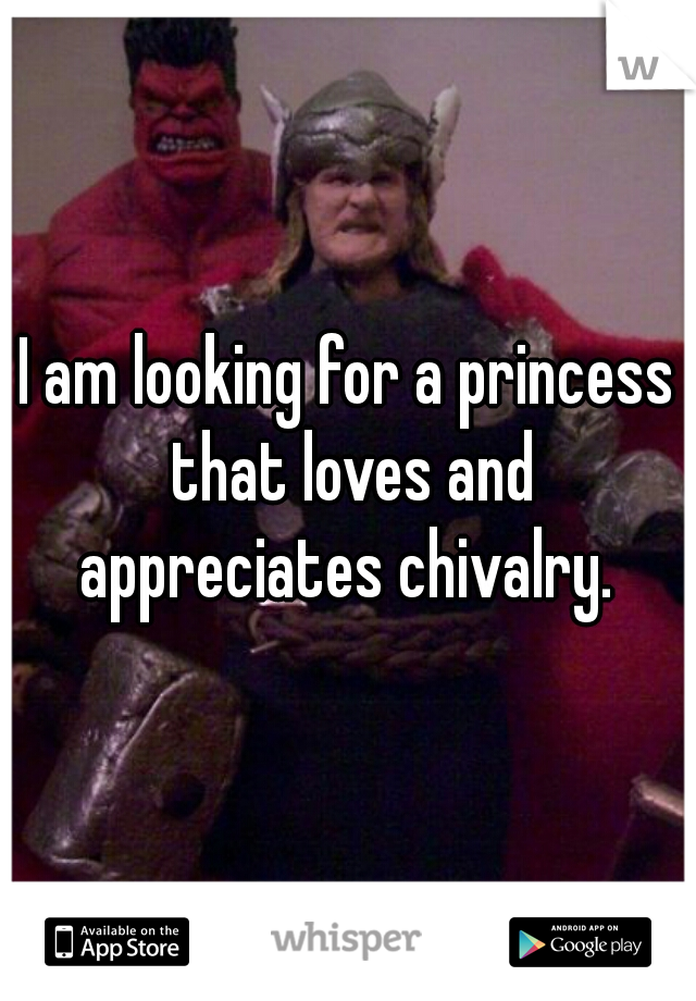 I am looking for a princess that loves and appreciates chivalry. 
