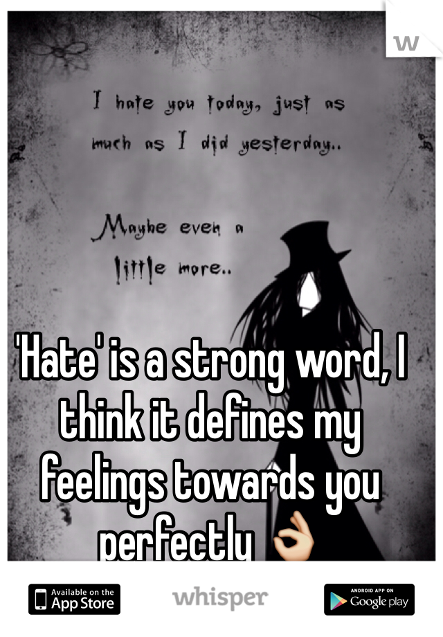 'Hate' is a strong word, I think it defines my feelings towards you perfectly 👌