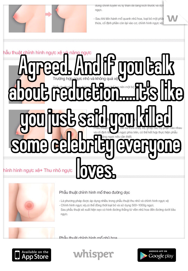 Agreed. And if you talk about reduction.....it's like you just said you killed some celebrity everyone loves. 