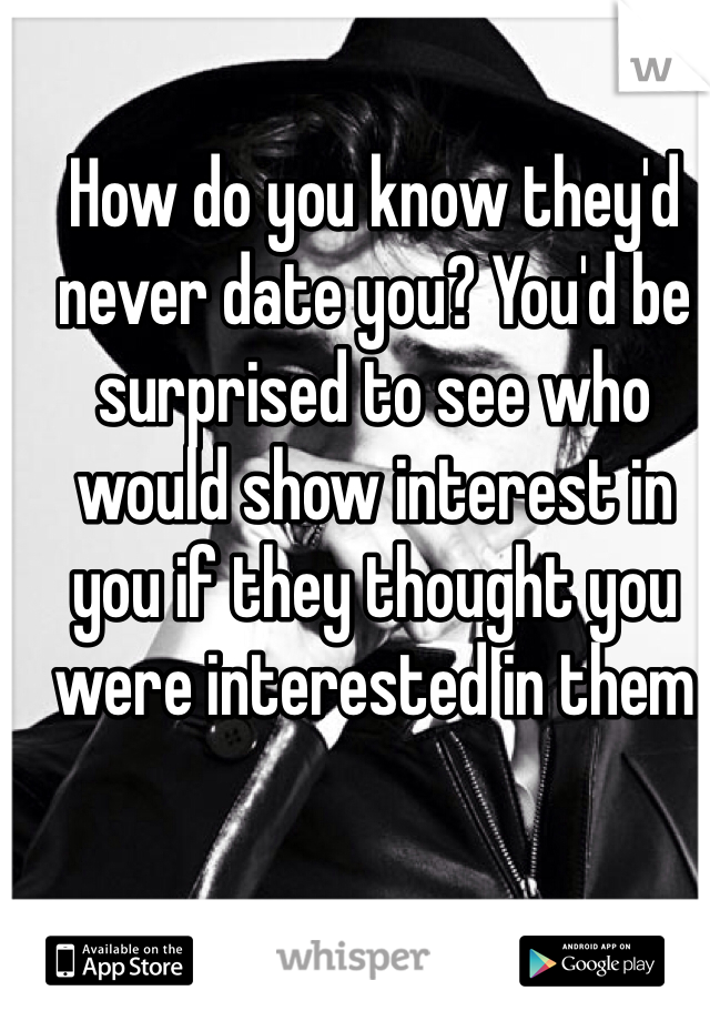 How do you know they'd never date you? You'd be surprised to see who would show interest in you if they thought you were interested in them