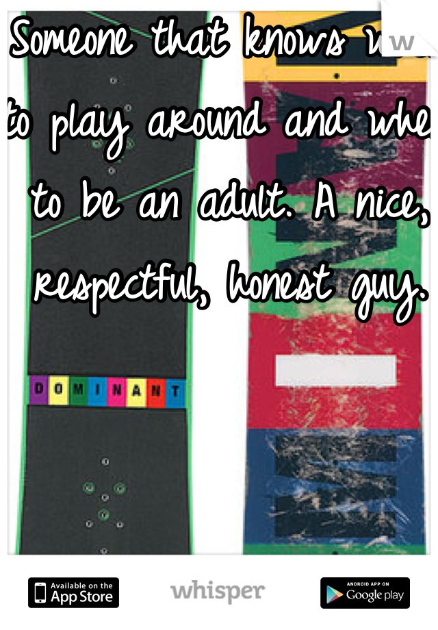 Someone that knows when to play around and when to be an adult. A nice, respectful, honest guy.