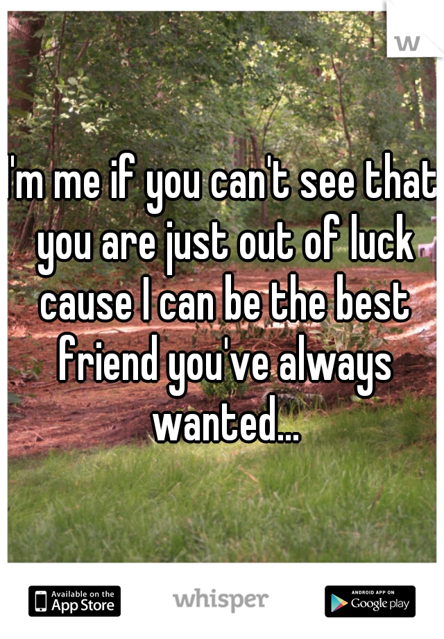 I'm me if you can't see that you are just out of luck cause I can be the best friend you've always wanted...
