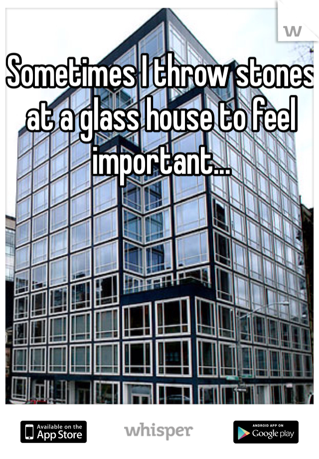 Sometimes I throw stones at a glass house to feel important...