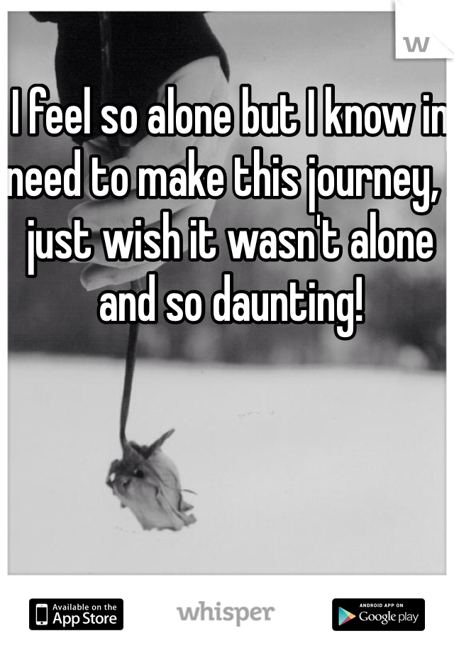 I feel so alone but I know in need to make this journey, I just wish it wasn't alone and so daunting! 