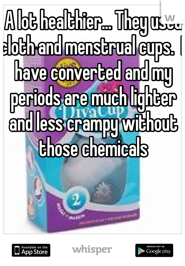 A lot healthier... They used cloth and menstrual cups.  I have converted and my periods are much lighter and less crampy without those chemicals