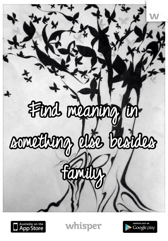 Find meaning in something else besides family 