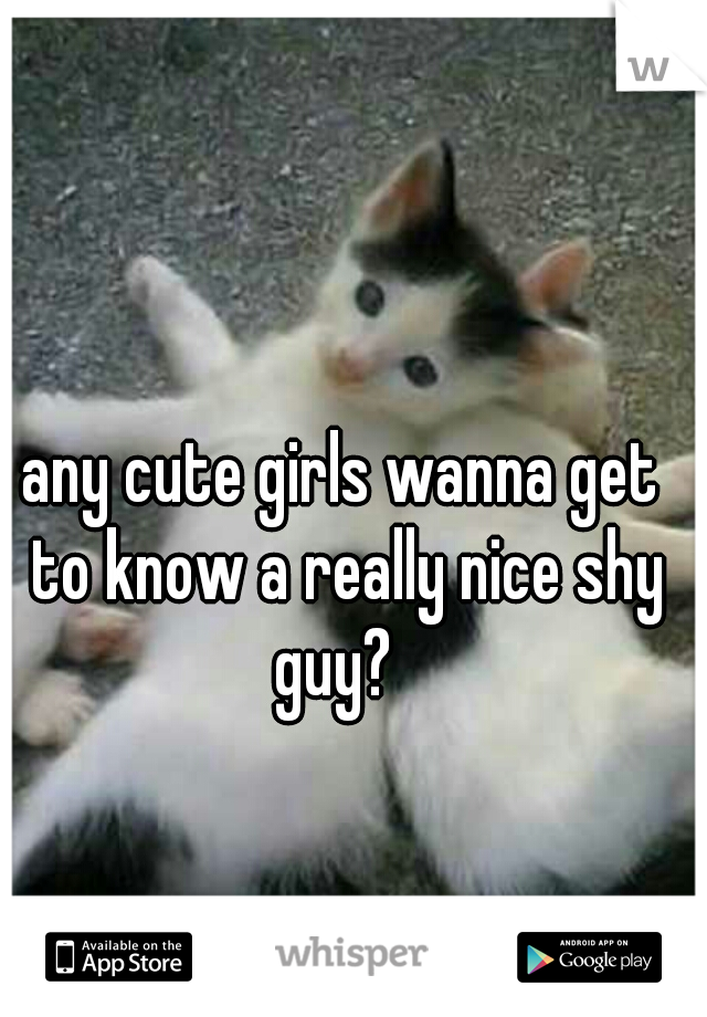 any cute girls wanna get to know a really nice shy guy?  