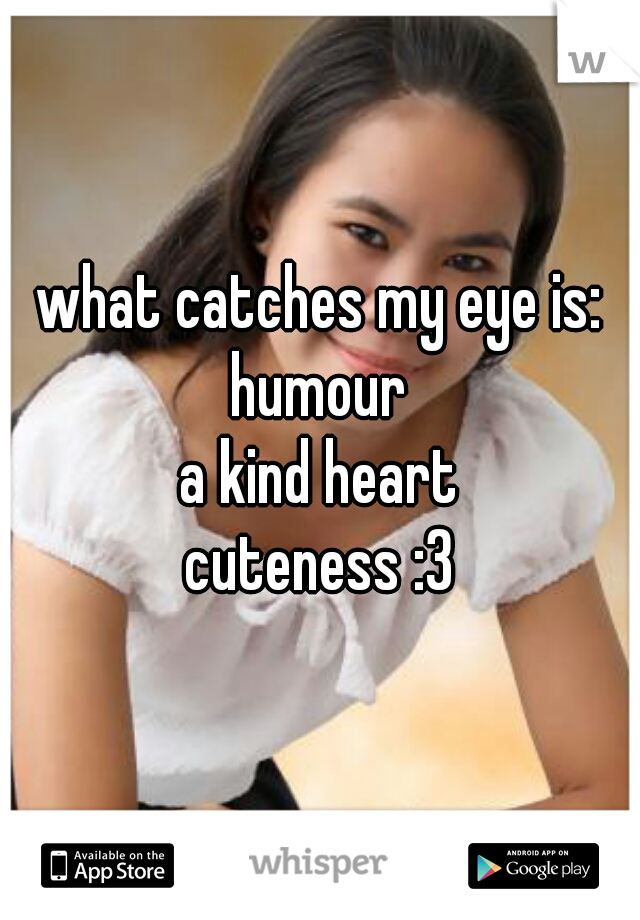 what catches my eye is:
humour
a kind heart
cuteness :3