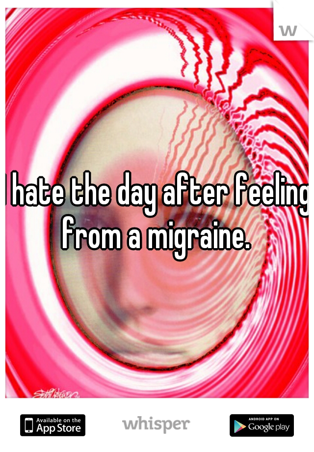 I hate the day after feeling from a migraine. 