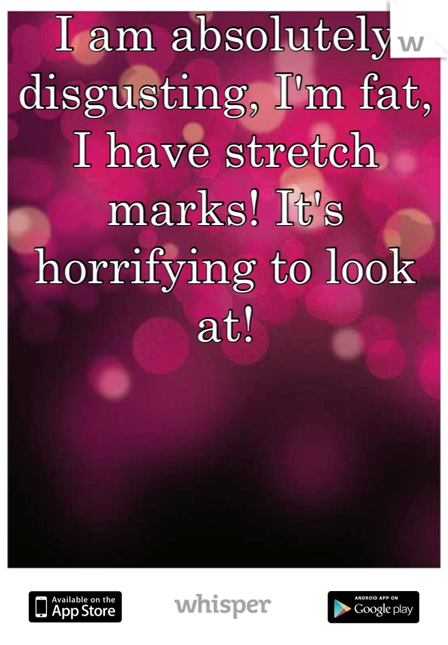 I am absolutely disgusting, I'm fat, I have stretch marks! It's horrifying to look at! 