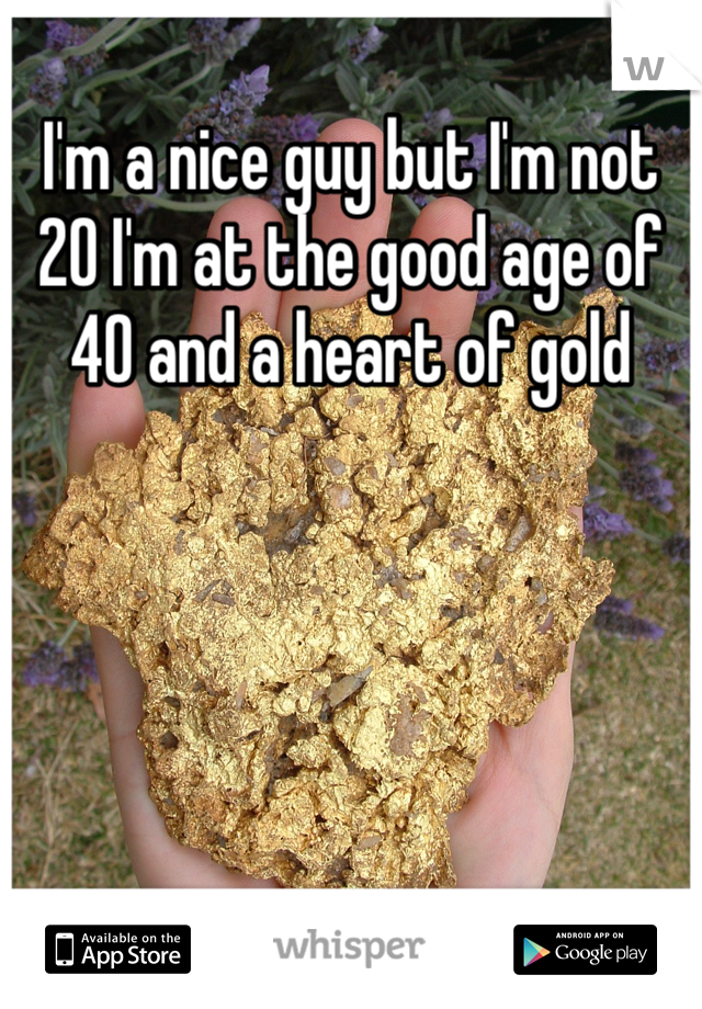 I'm a nice guy but I'm not 20 I'm at the good age of 40 and a heart of gold