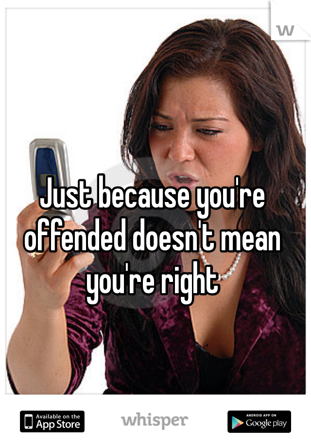 Just because you're offended doesn't mean you're right