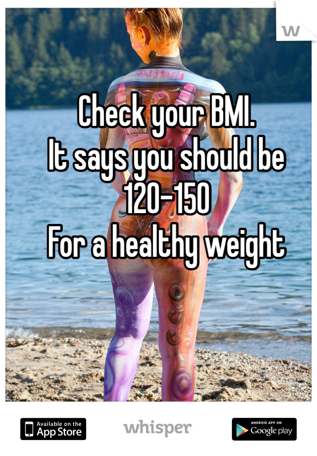 Check your BMI. 
It says you should be 120-150
For a healthy weight