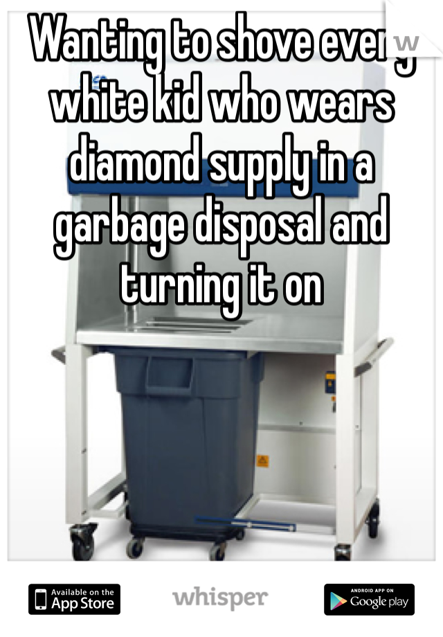 Wanting to shove every white kid who wears diamond supply in a garbage disposal and turning it on