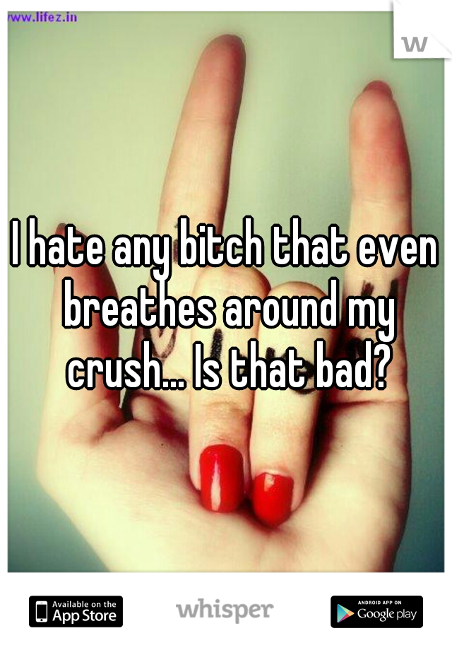 I hate any bitch that even breathes around my crush... Is that bad?