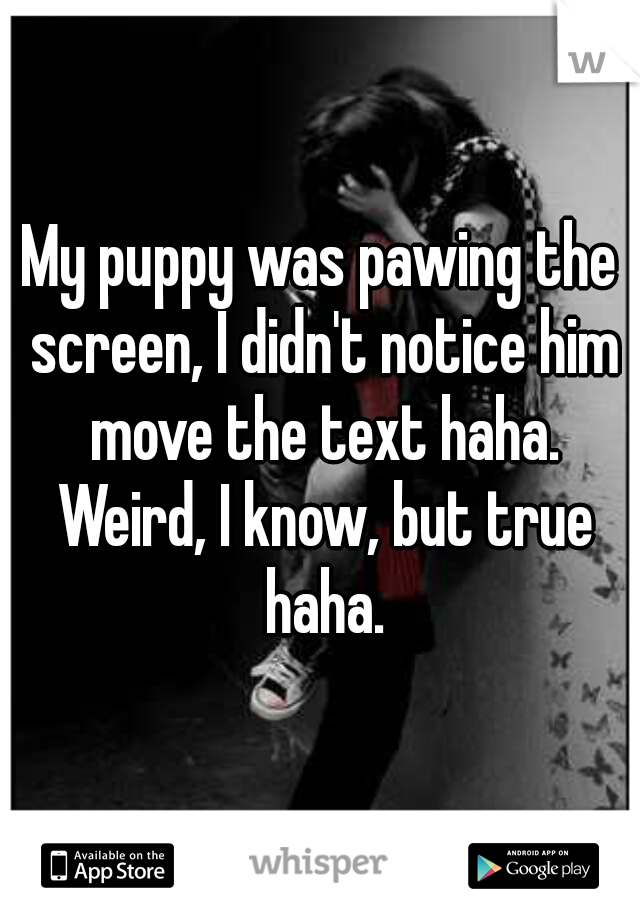 My puppy was pawing the screen, I didn't notice him move the text haha. Weird, I know, but true haha.