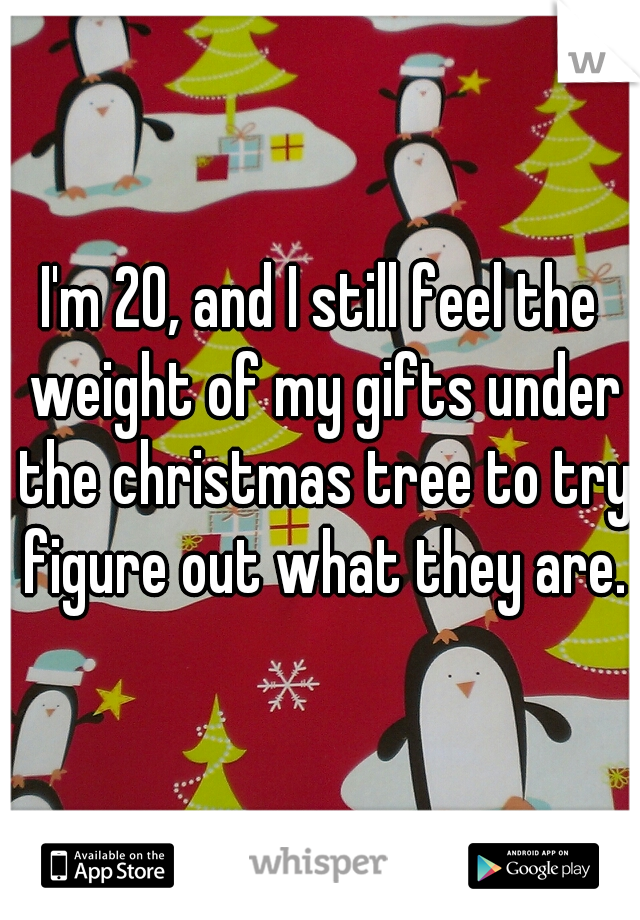 I'm 20, and I still feel the weight of my gifts under the christmas tree to try figure out what they are.