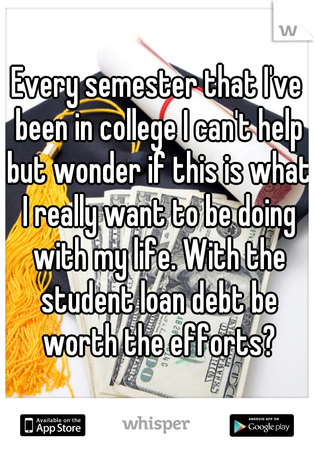 Every semester that I've been in college I can't help but wonder if this is what I really want to be doing with my life. With the student loan debt be worth the efforts?