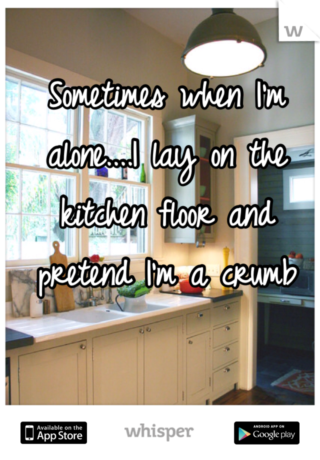 Sometimes when I'm alone....I lay on the kitchen floor and pretend I'm a crumb