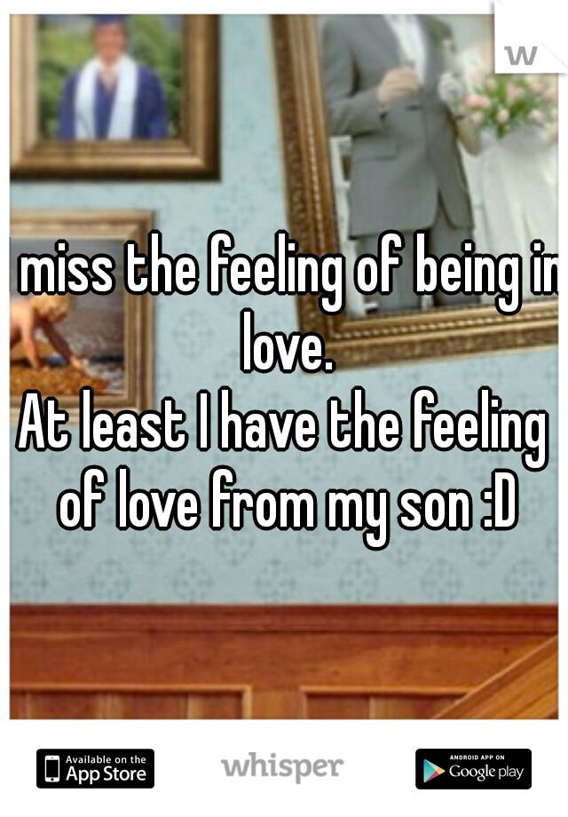 I miss the feeling of being in love.
At least I have the feeling of love from my son :D