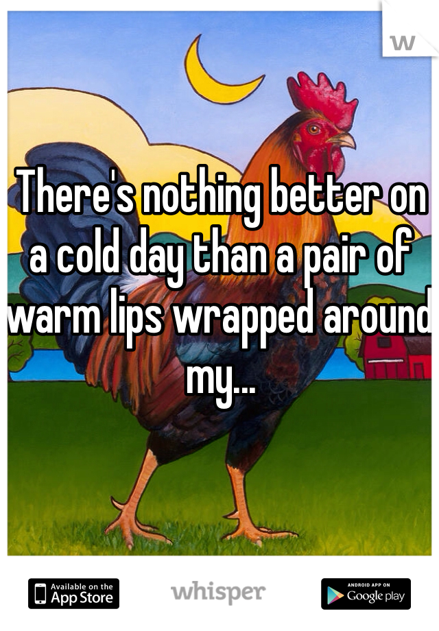 There's nothing better on a cold day than a pair of warm lips wrapped around my...