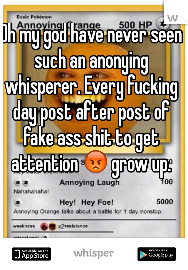 Oh my god have never seen such an anonying whisperer. Every fucking day post after post of fake ass shit to get attention 😡 grow up.