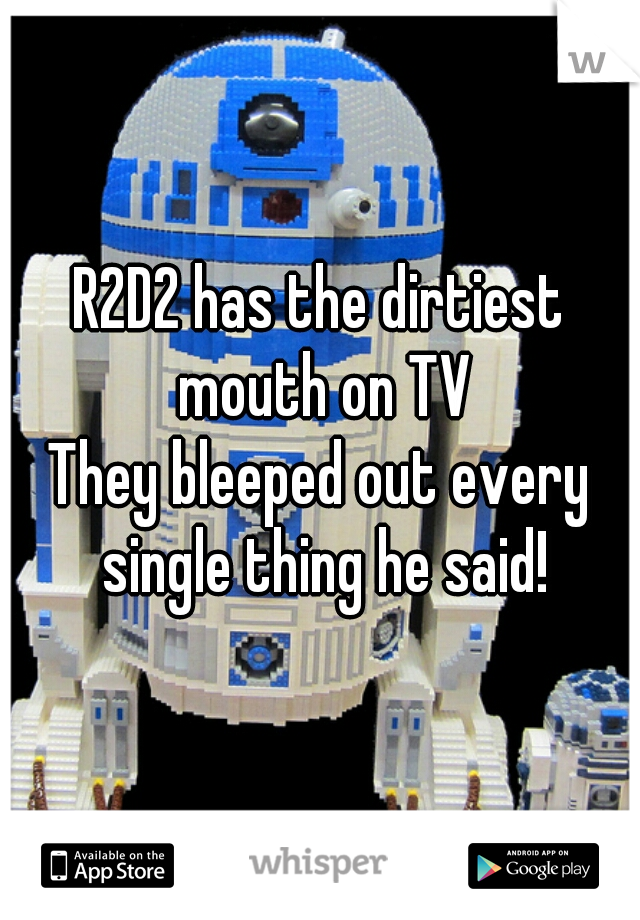 R2D2 has the dirtiest mouth on TV
They bleeped out every single thing he said!