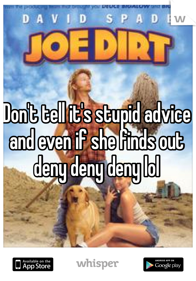 Don't tell it's stupid advice and even if she finds out deny deny deny lol