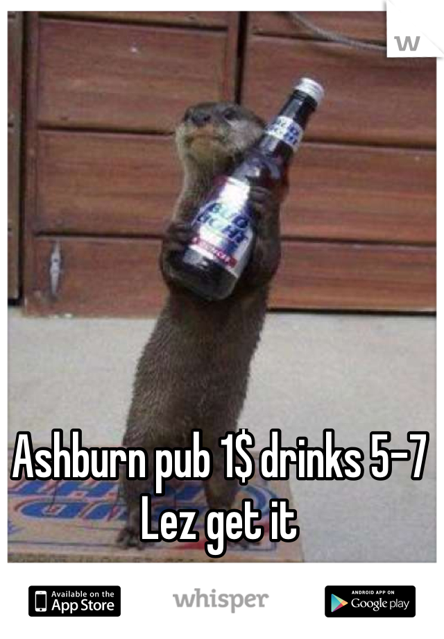 Ashburn pub 1$ drinks 5-7 
Lez get it