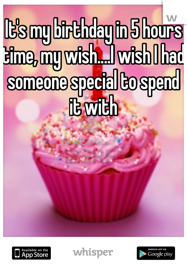 It's my birthday in 5 hours time, my wish....I wish I had someone special to spend it with