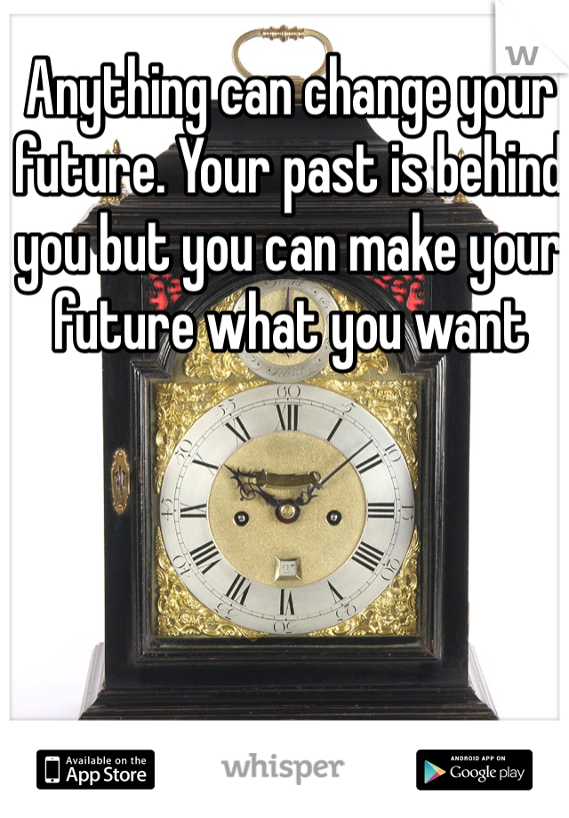Anything can change your future. Your past is behind you but you can make your future what you want