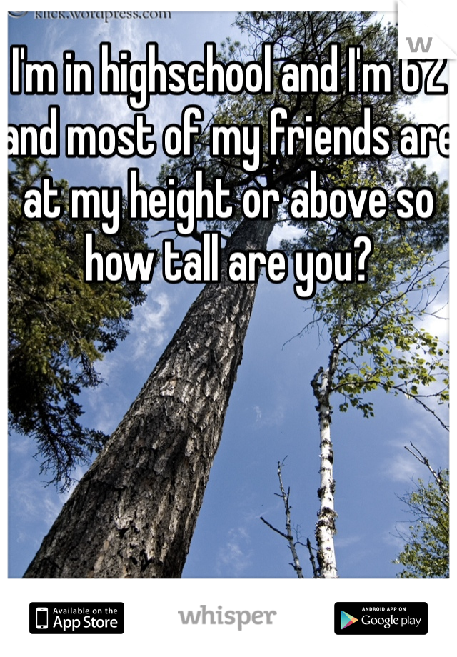 I'm in highschool and I'm 6'2 and most of my friends are at my height or above so how tall are you?