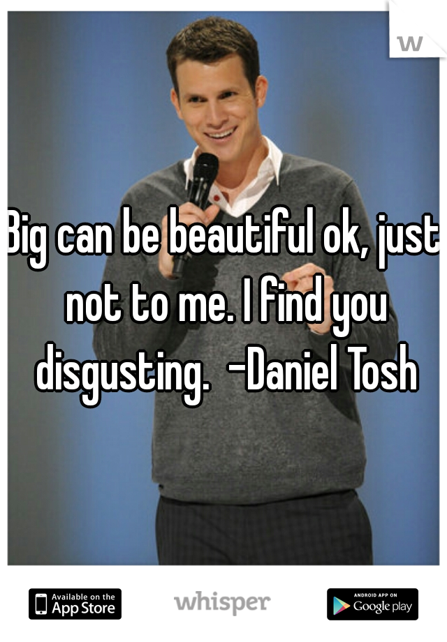 Big can be beautiful ok, just not to me. I find you disgusting.  -Daniel Tosh