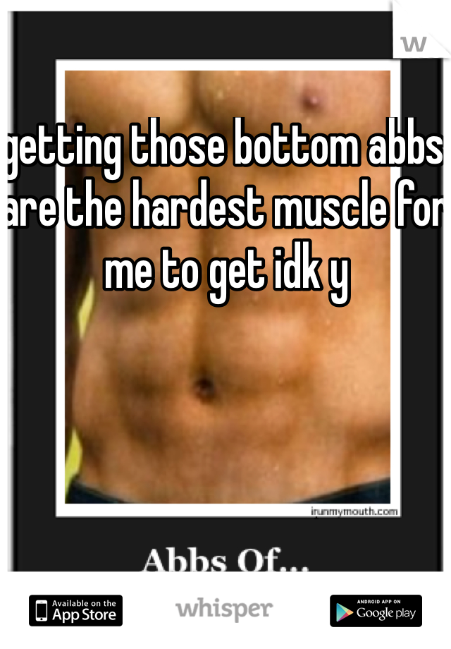 getting those bottom abbs are the hardest muscle for me to get idk y 