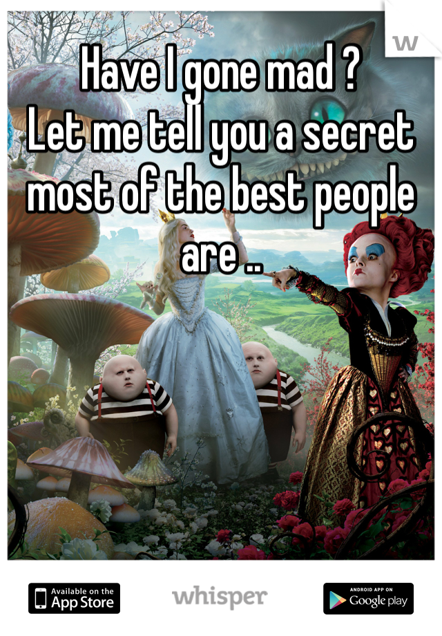 Have I gone mad ? 
Let me tell you a secret most of the best people are ..