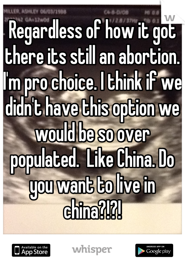 Regardless of how it got there its still an abortion.  I'm pro choice. I think if we didn't have this option we would be so over populated.  Like China. Do you want to live in china?!?!