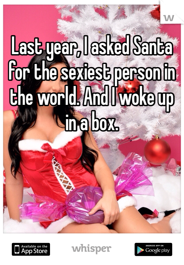 Last year, I asked Santa for the sexiest person in the world. And I woke up in a box. 