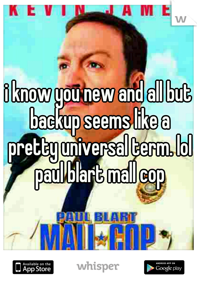 i know you new and all but backup seems like a pretty universal term. lol paul blart mall cop