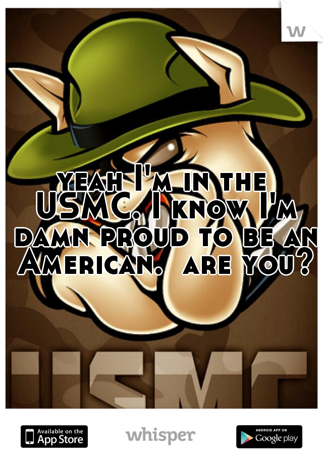 yeah I'm in the USMC. I know I'm damn proud to be an American.  are you?