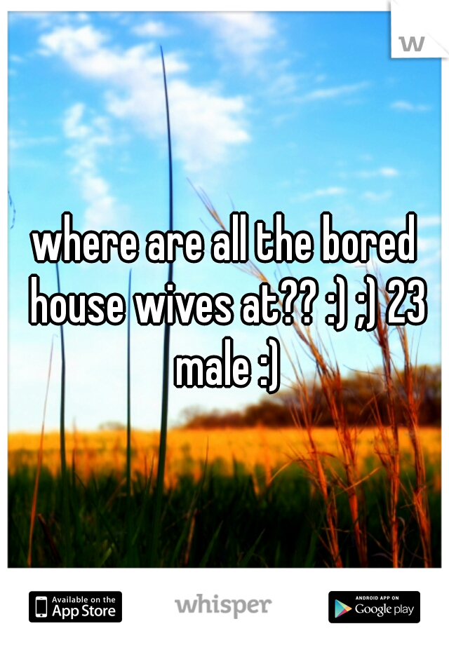 where are all the bored house wives at?? :) ;) 23 male :)