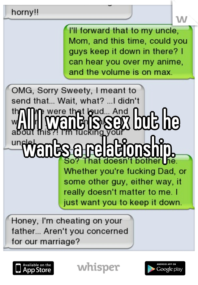 All I want is sex but he wants a relationship. 