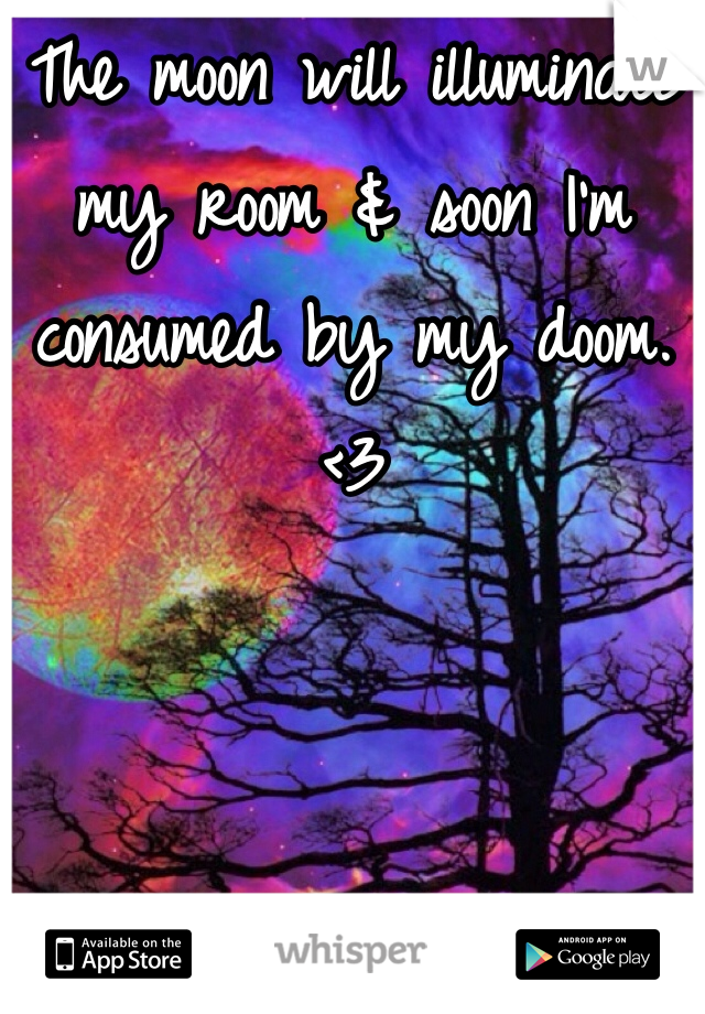 The moon will illuminate my room & soon I'm consumed by my doom.
<3
