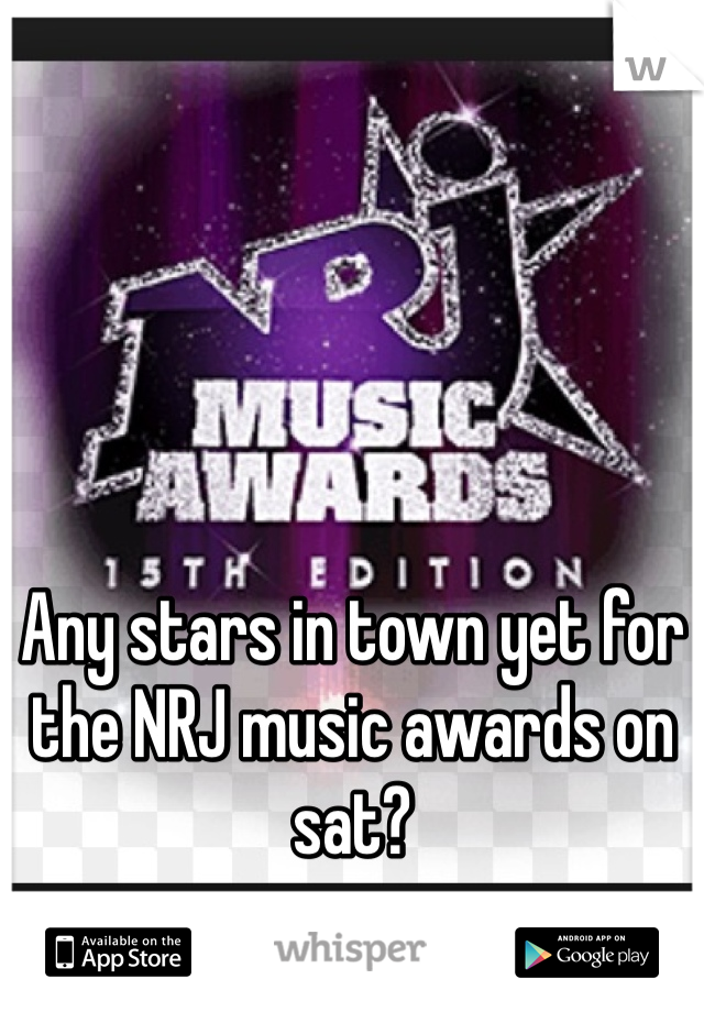 Any stars in town yet for the NRJ music awards on sat?