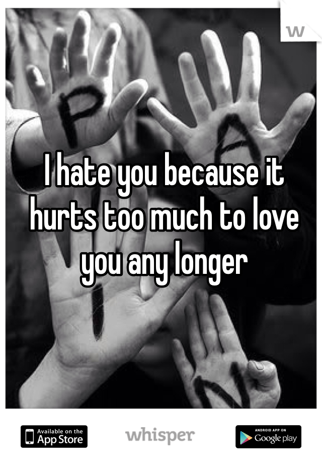 I hate you because it hurts too much to love you any longer