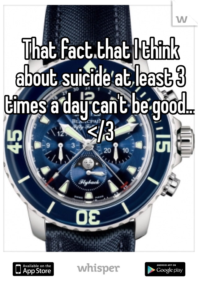 That fact that I think about suicide at least 3 times a day can't be good... </3