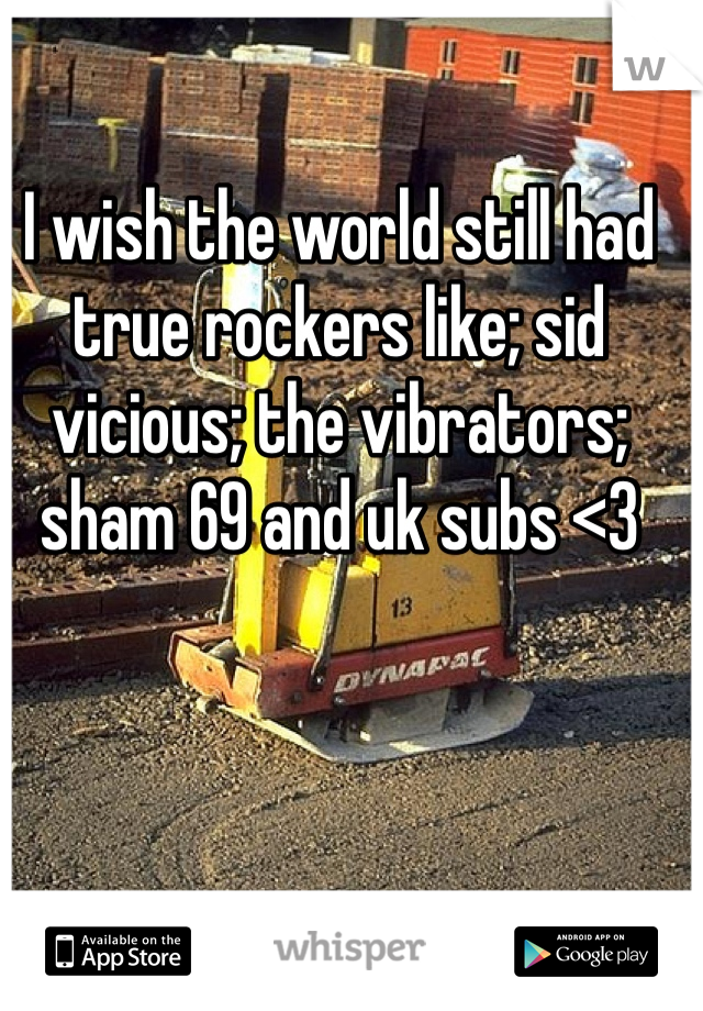 I wish the world still had true rockers like; sid vicious; the vibrators; sham 69 and uk subs <3