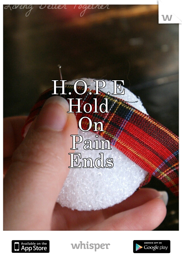 H.O.P.E 
Hold 
On
Pain
Ends